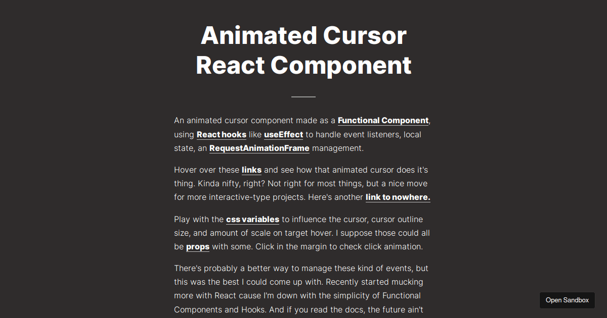 Custom cursor component - Codesandbox