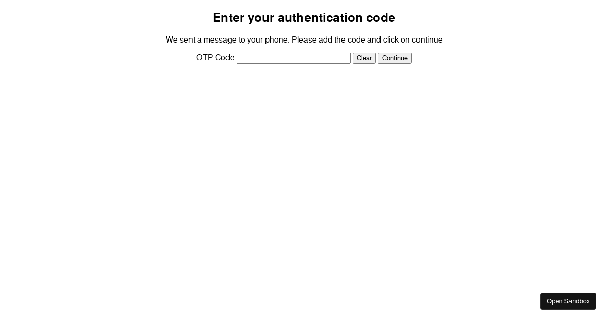 Simple otp code input codesandbox