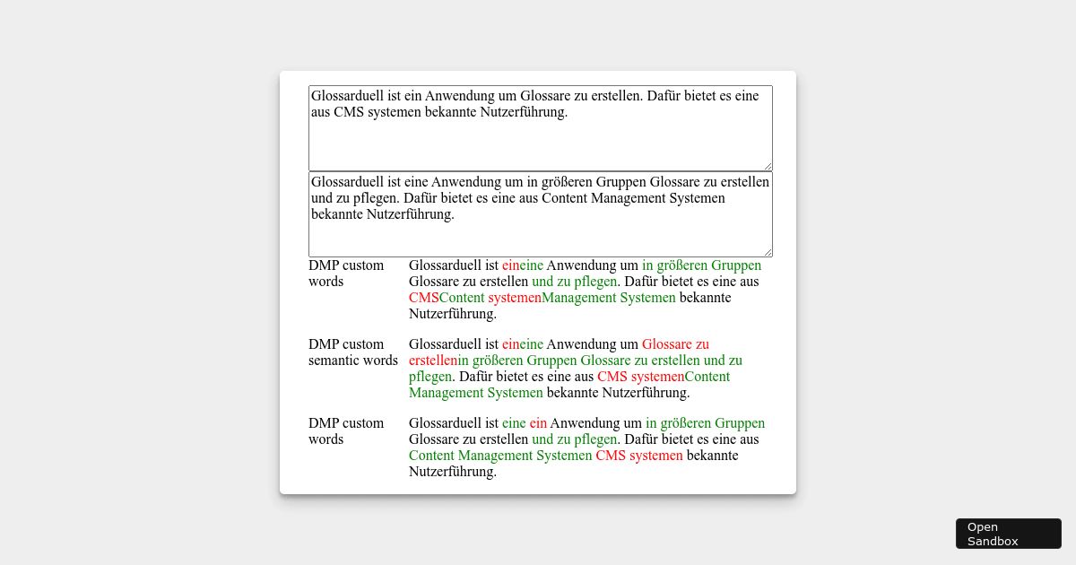 Text Diff Library Comparison (forked) - Codesandbox
