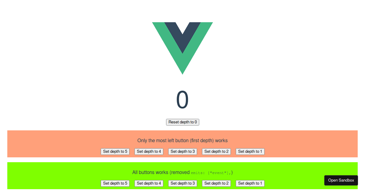 Recursive emit "bug" - Codesandbox