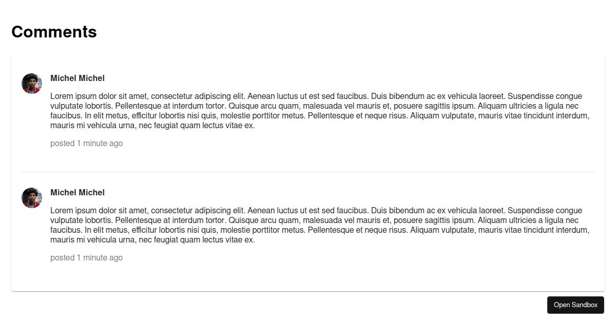 Comment box with Materialui Codesandbox