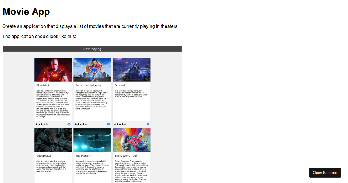 Movie Exercise - Codesandbox