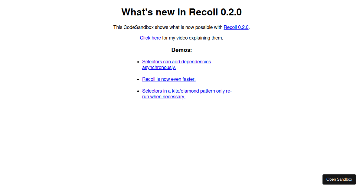 What's new in Recoil 0.2.0 - Codesandbox