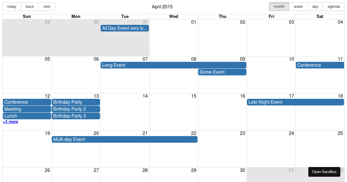 React Big Calendar Example (forked) - Codesandbox