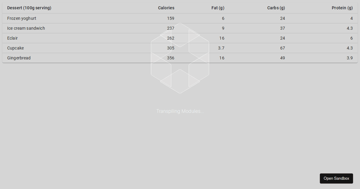 DenseTable demo — Material UI - Codesandbox