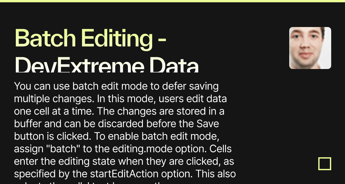 Batch Editing - DevExtreme Data Grid - Codesandbox