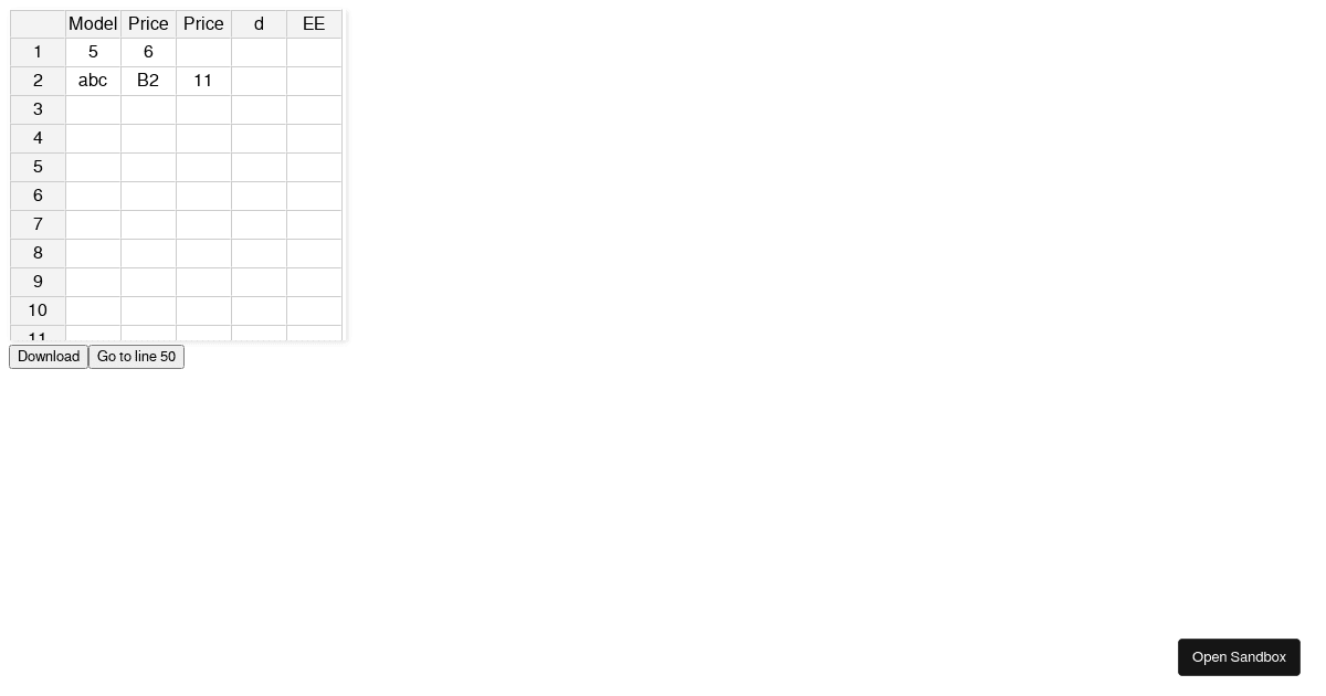 React Spreadsheet (forked) - Codesandbox