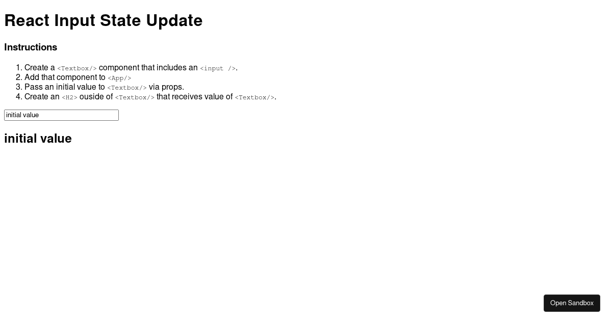 SOLUTION - Simple React Input State - Class - Codesandbox