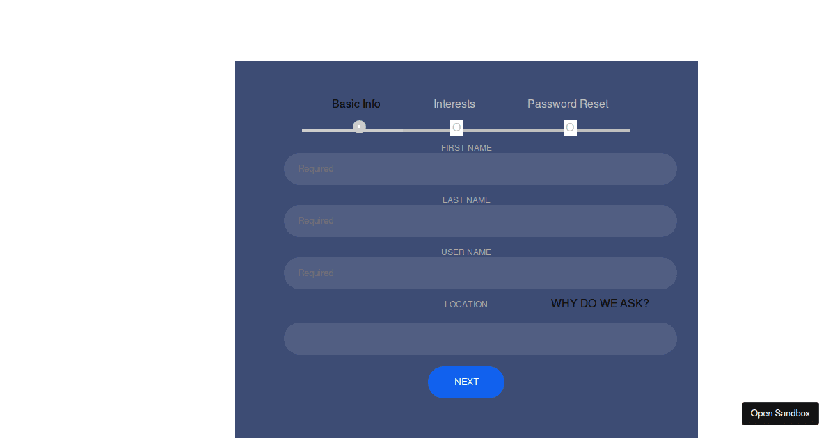 MultiForm - Codesandbox