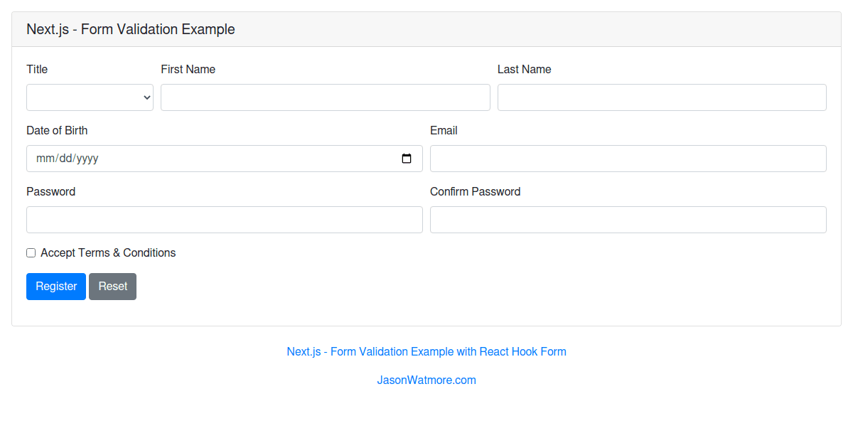 Next.js - Form Validation Example (forked) - Codesandbox