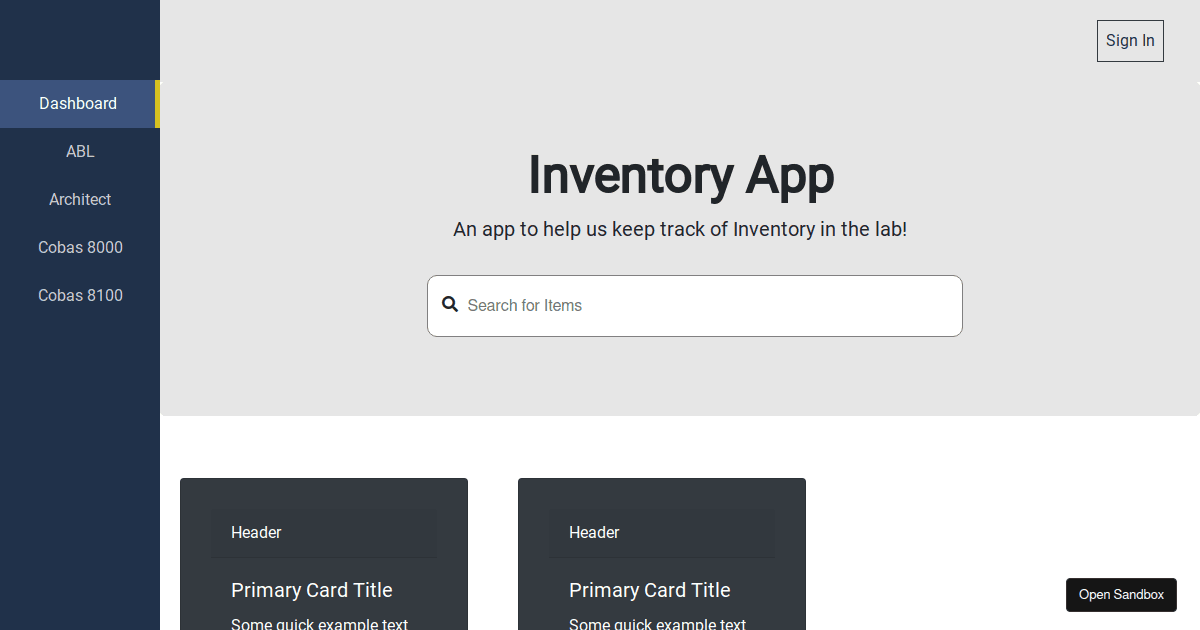 inventory - Codesandbox