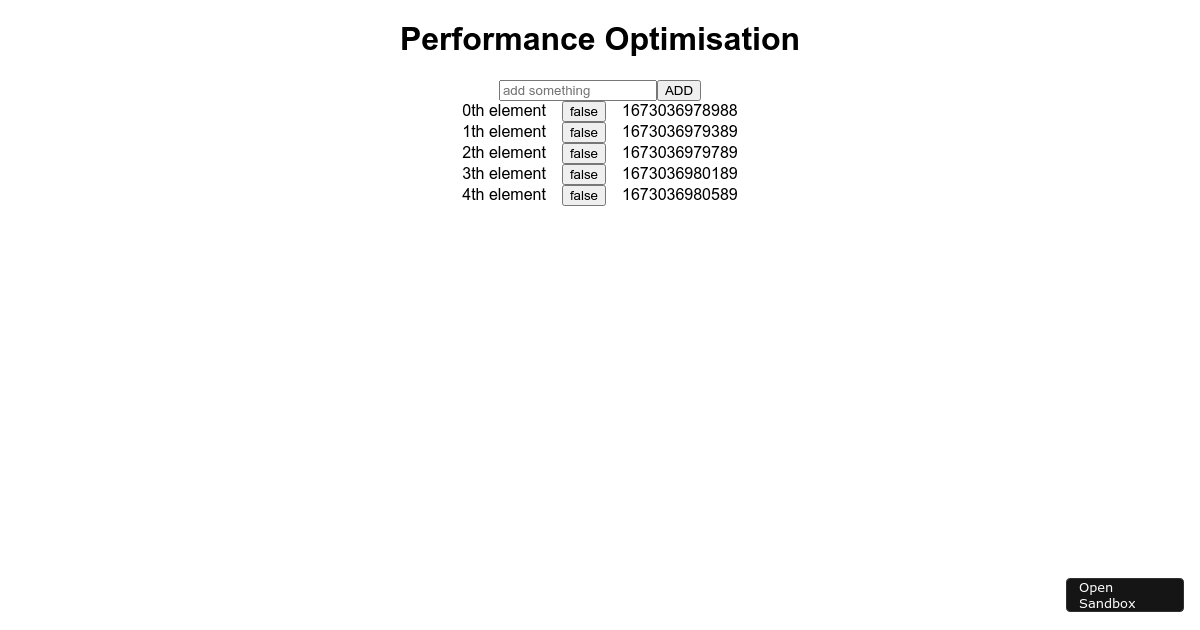 performance-optimisation - Codesandbox