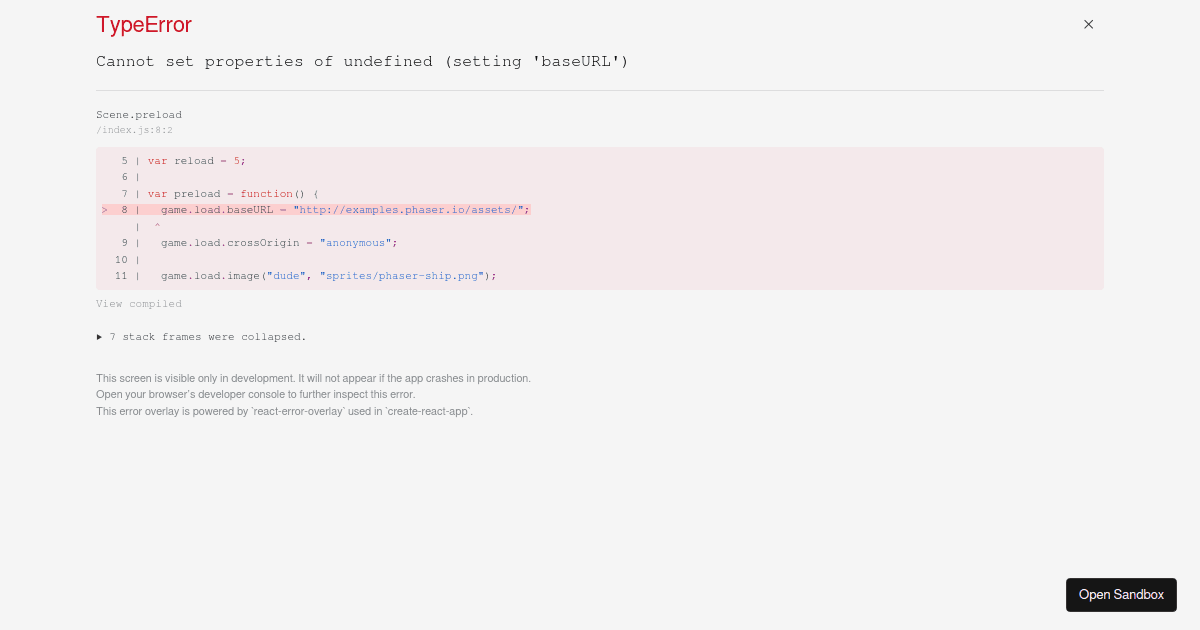 Phaser 3 Template - Codesandbox