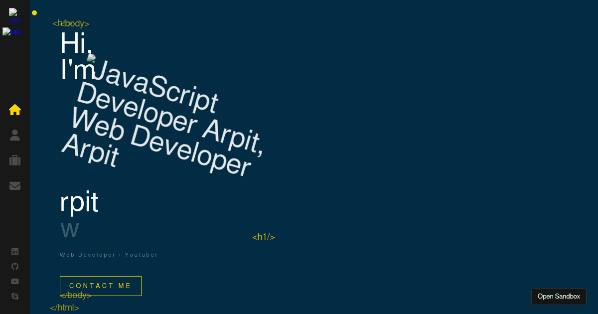 Portfolio website using react - Codesandbox