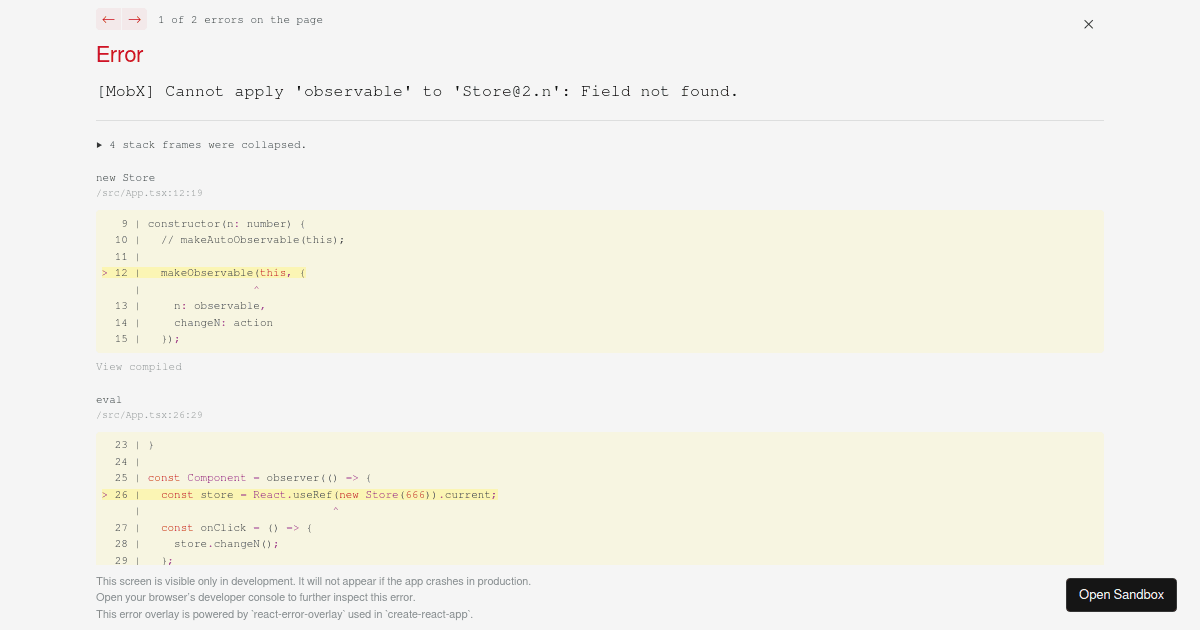 mobx auto observable - Codesandbox