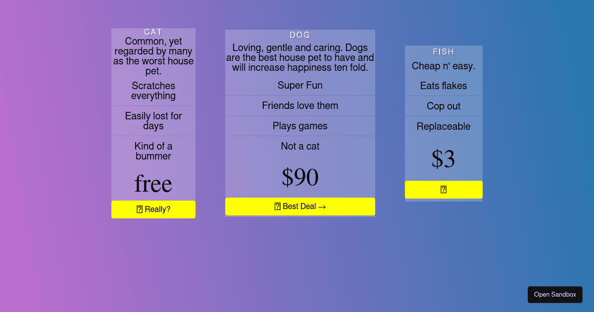 Pricing grid -- start (forked) - Codesandbox