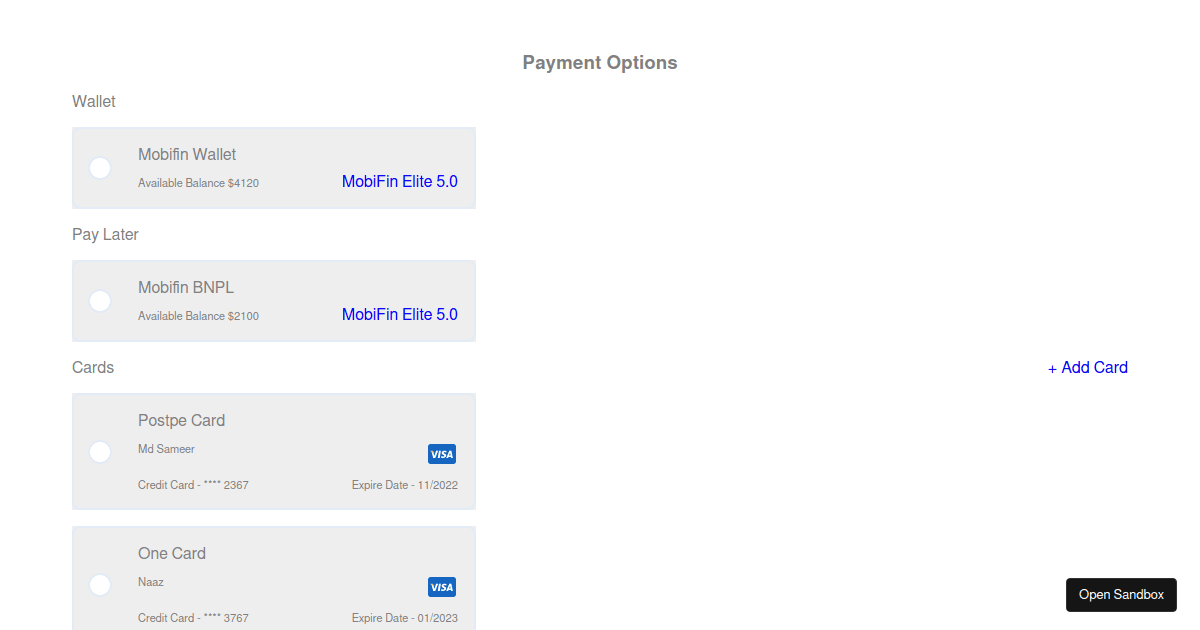 Payment Options Ui (forked) - Codesandbox