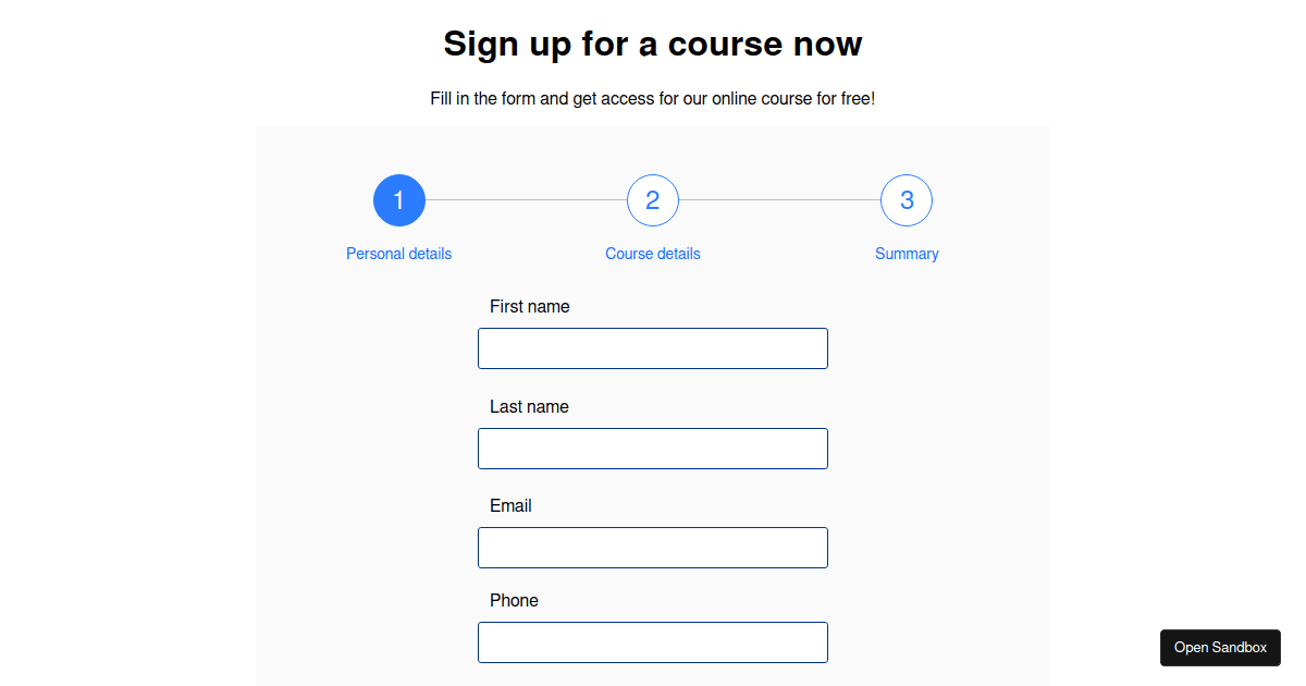 Multistep form codesandbox