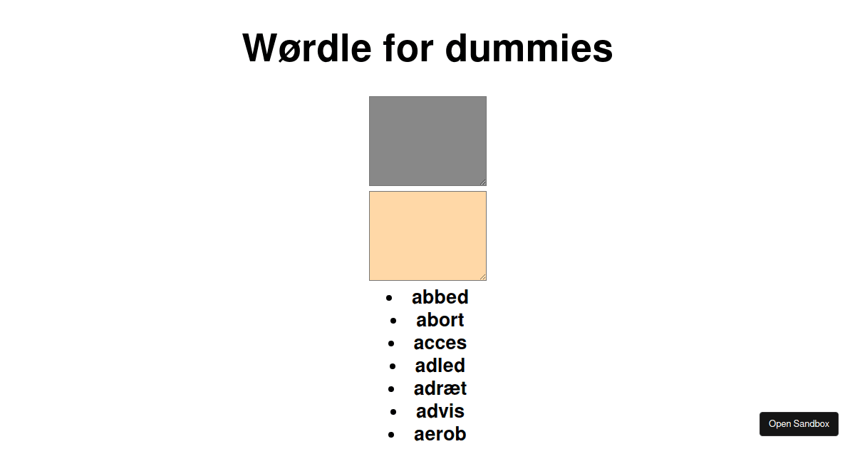 Wørdle for dummies Codesandbox