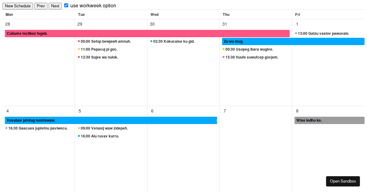 tui.calendar Codesandbox