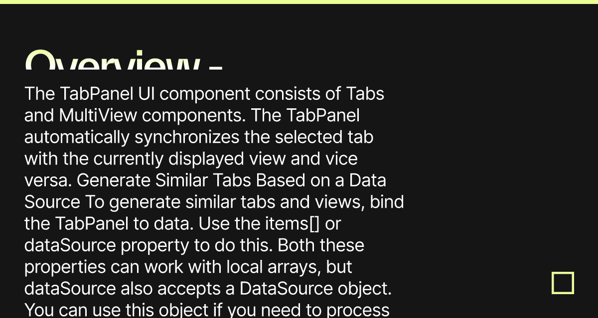 Overview - DevExtreme Tab Panel - Codesandbox