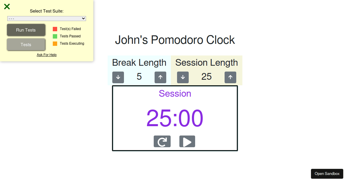 John's Pomodoro Clock - Codesandbox