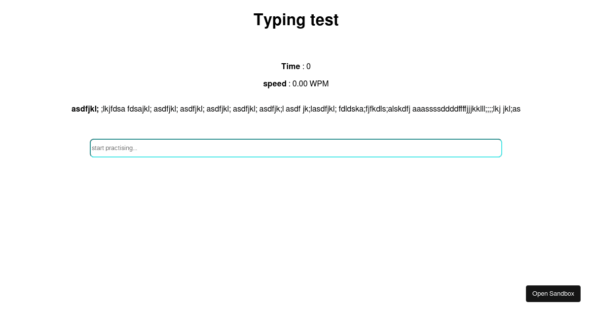 Typing Test - Codesandbox