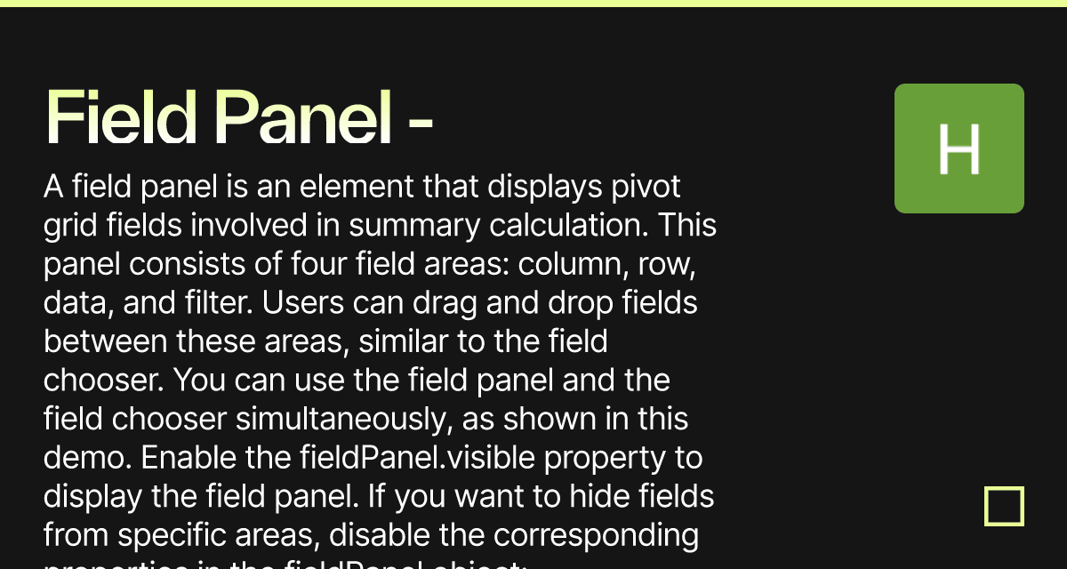 Field Panel - DevExtreme Pivot Grid (forked) - Codesandbox