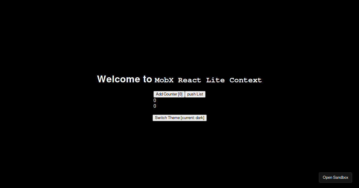 MobX React Lite Context (forked) - Codesandbox