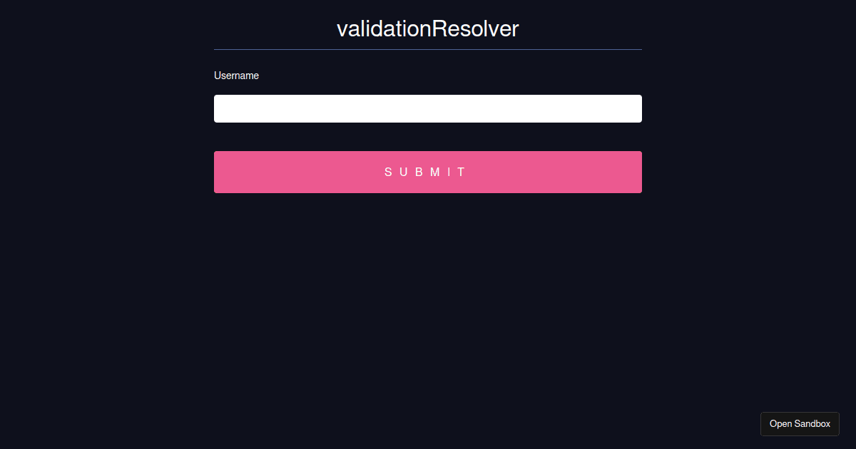 React Hook Form - ValidationResolver with validationContext - Codesandbox