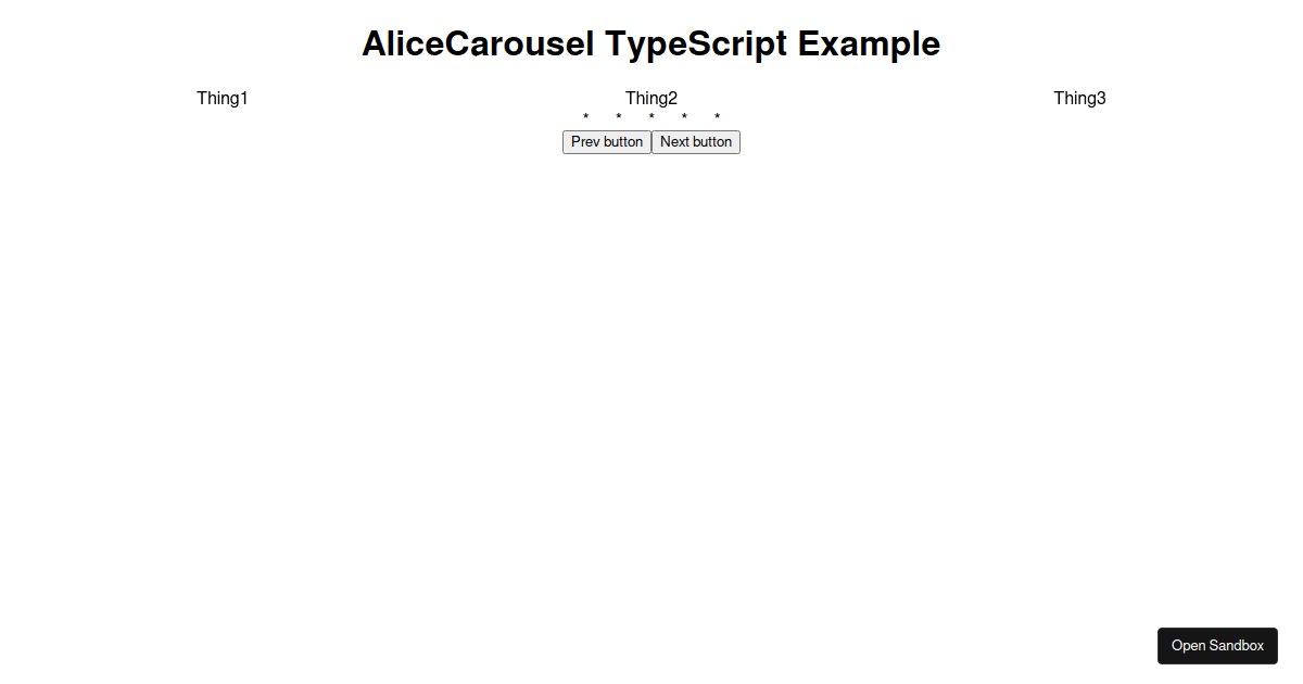 ReactAliceCarousel TypeScript Example (forked) - Codesandbox