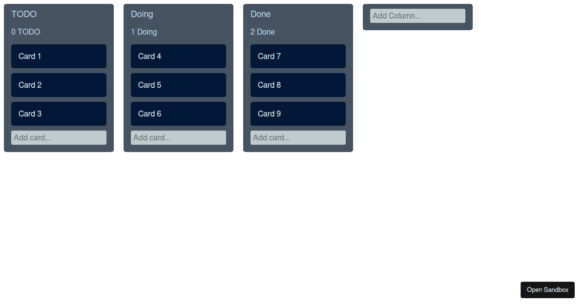Kanban Board with React and react-dnd (forked) - Codesandbox