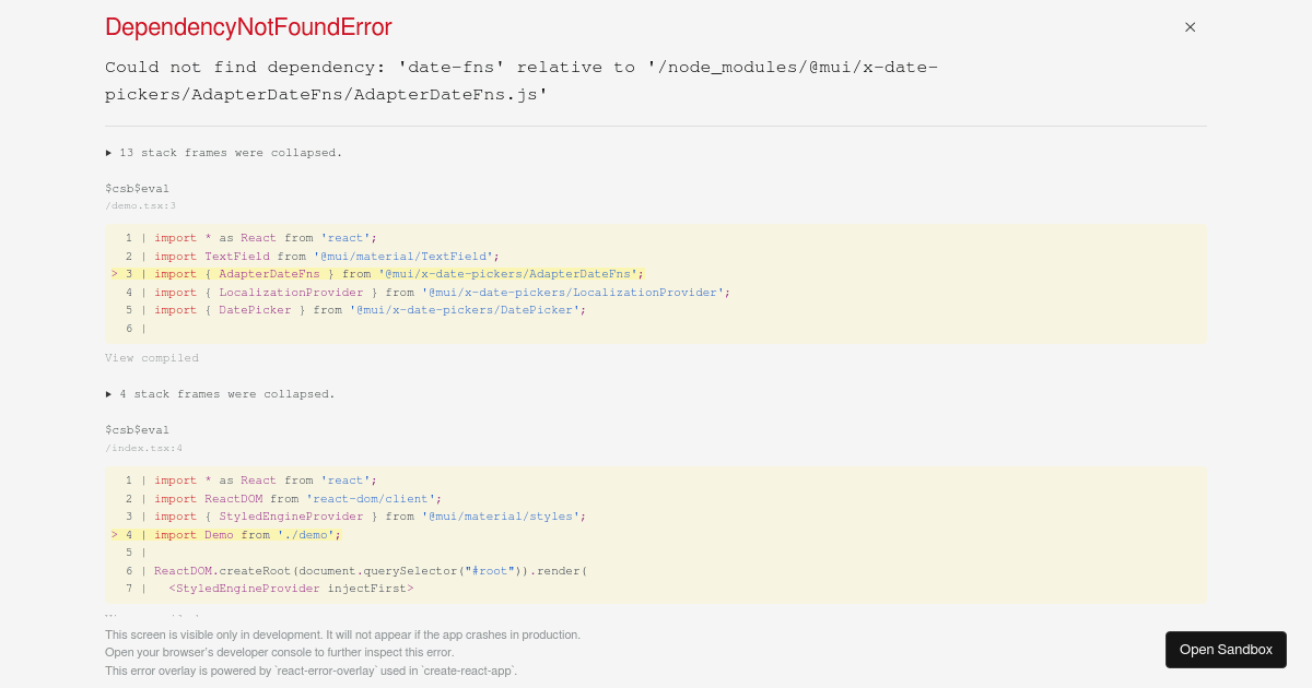 BasicDatePicker Material Demo - Codesandbox