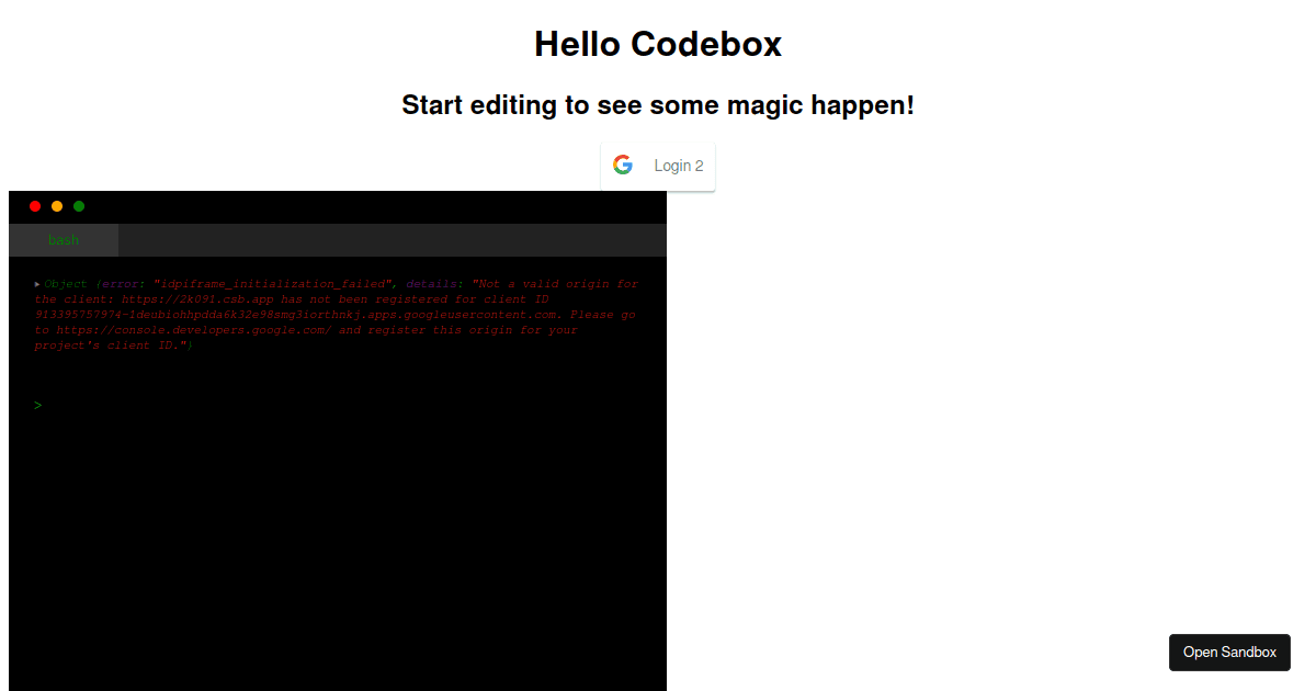 Inline Console In Chrome Codesandbox