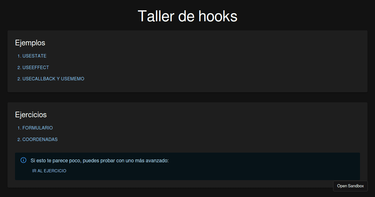 Taller Hooks - Codesandbox