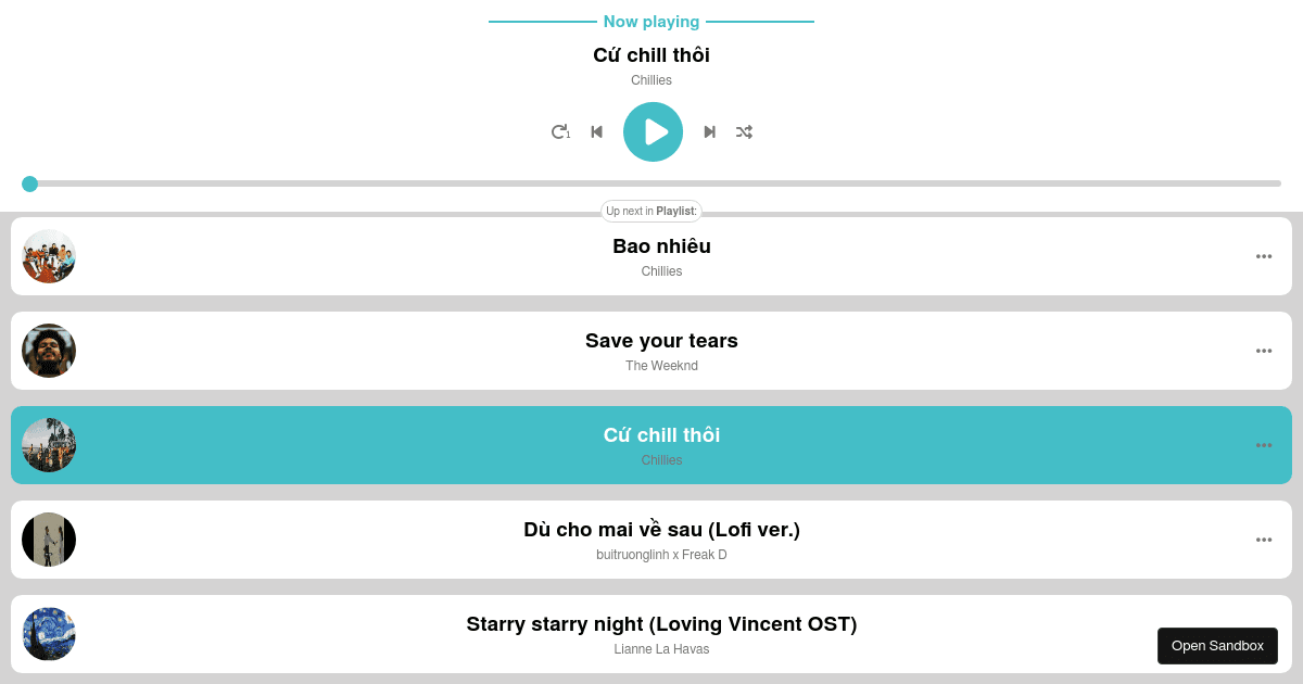 Music Player - Codesandbox