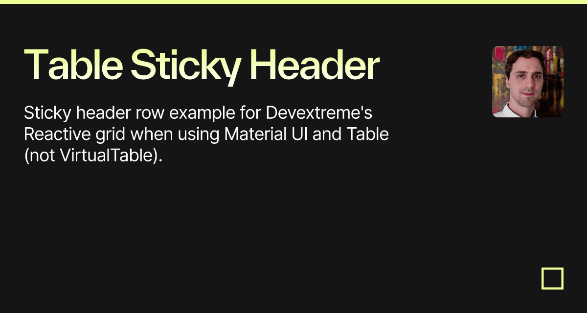 Table Sticky Header - Codesandbox