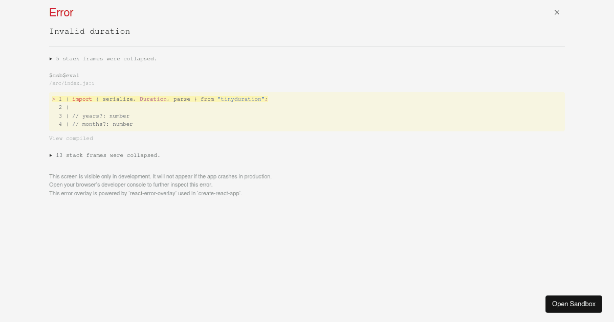 tinyduration.js test (forked) - Codesandbox