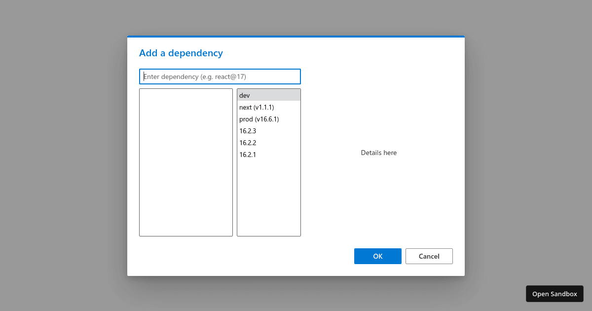 Add a dependency (forked) - Codesandbox