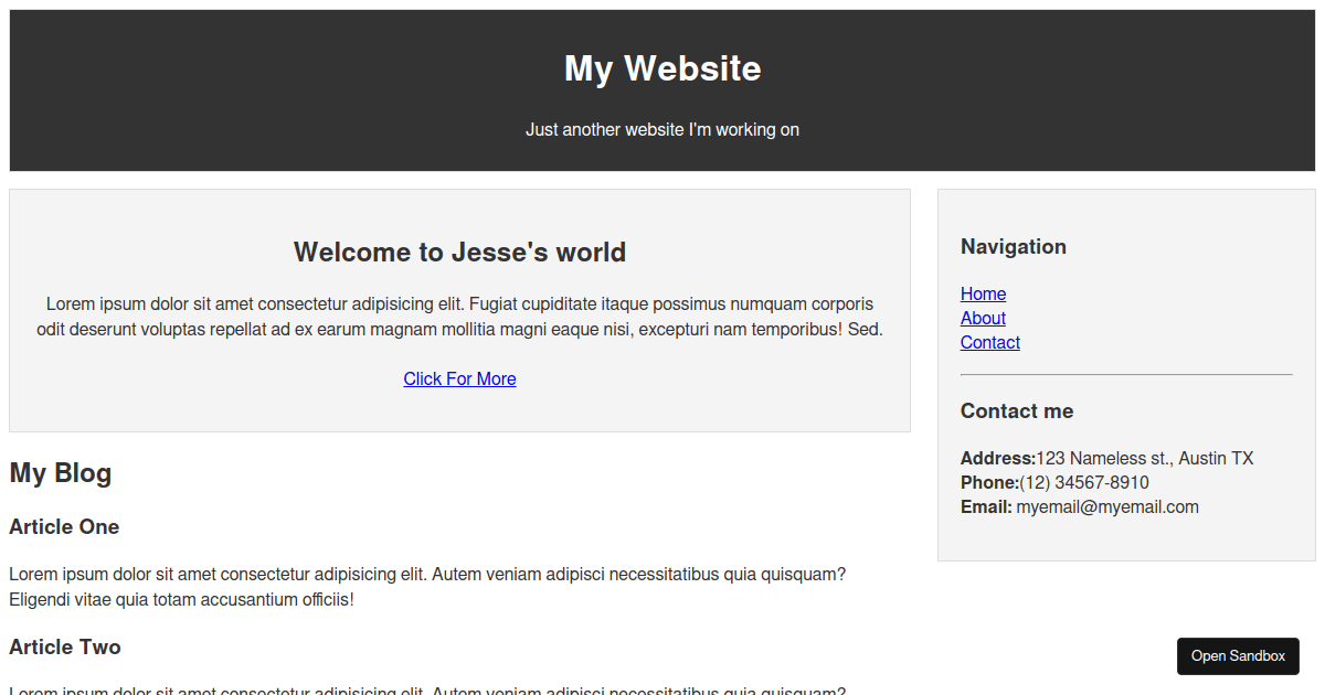 html project test - Codesandbox