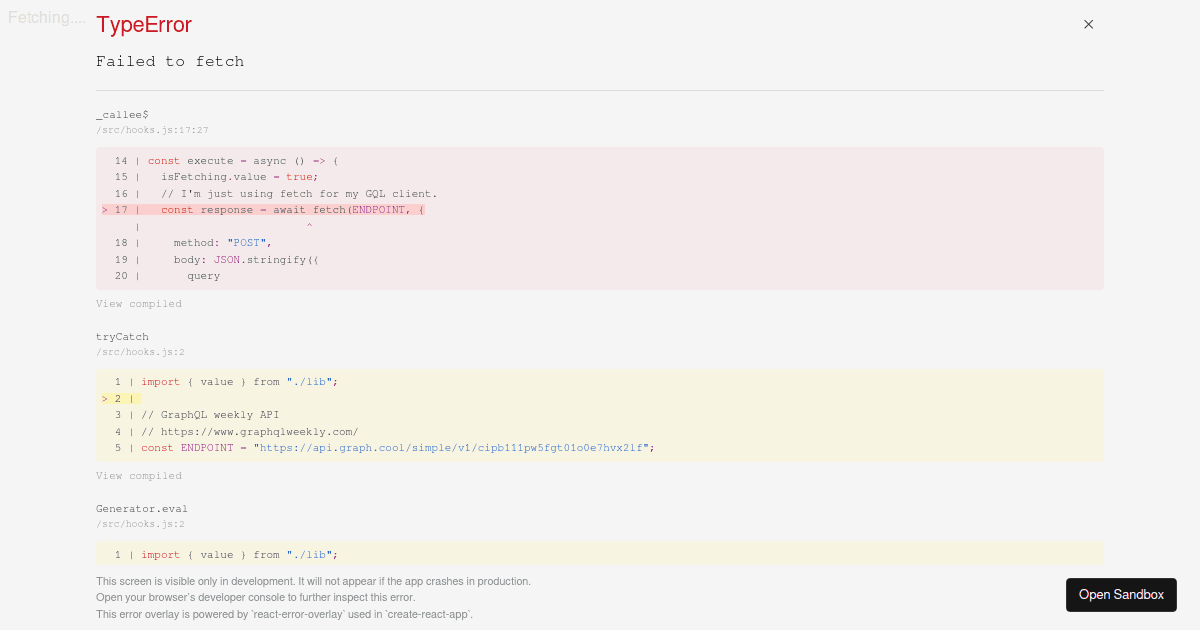 Vue Function API - useQuery - Codesandbox