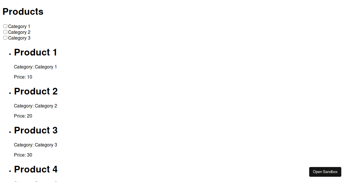 checkbox Filter - Codesandbox