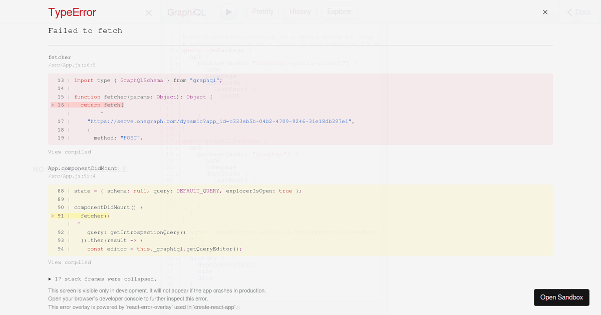 OneGraph/graphiql-explorer-example - Codesandbox