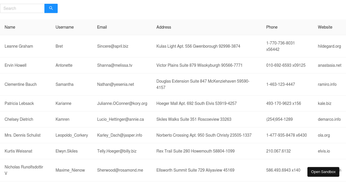 Search in React Table (forked) - Codesandbox