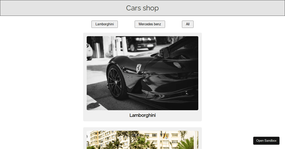 React cars shop - Codesandbox