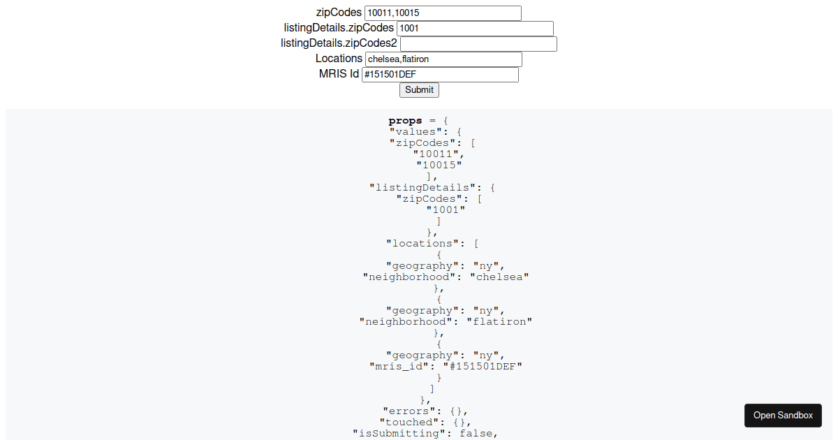 Formik Playground - Codesandbox