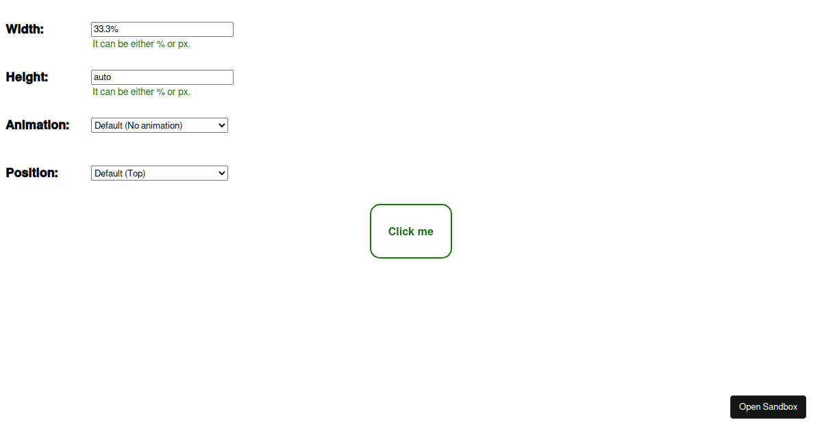 React Configurable Modal - Codesandbox