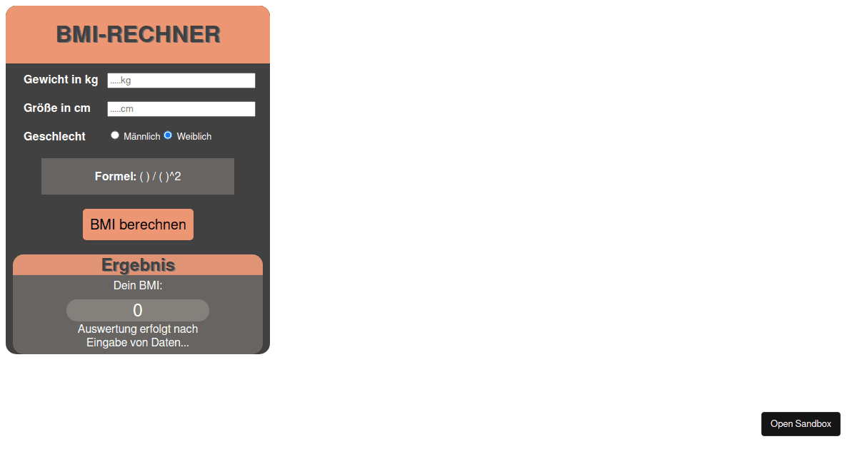 BMI-Rechner - Codesandbox