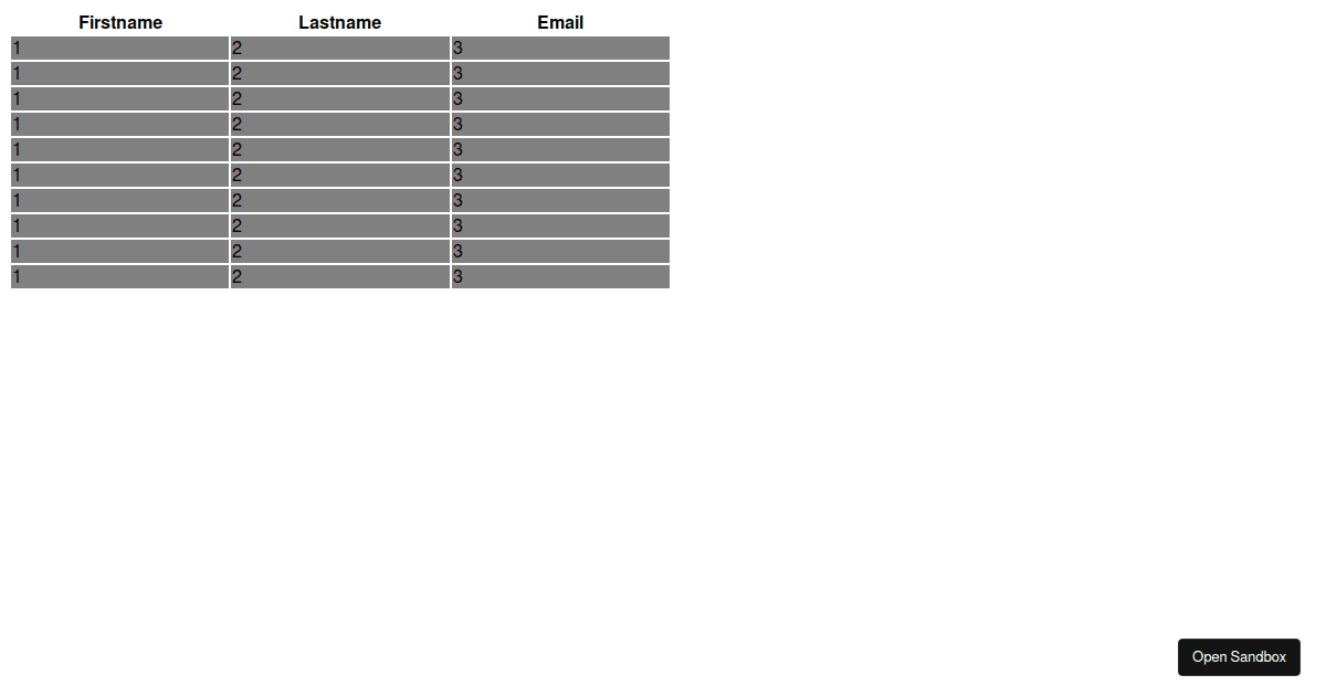 vertical list - Codesandbox