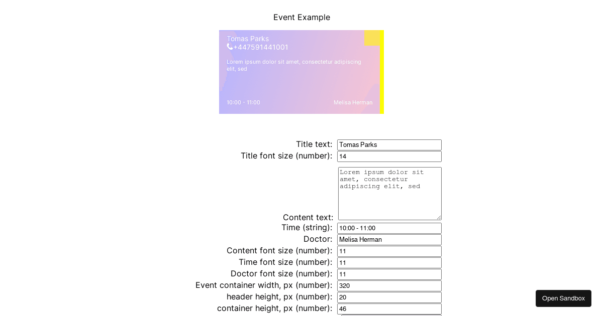Event settings (forked) - Codesandbox
